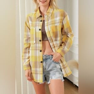 NEW WITH TAGS Yellow Plaid Button Down